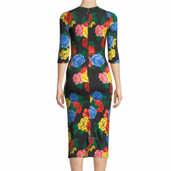 Alice + Olivia Delora Fitted Camellia Bouquet Midi Dress - Picture 4 of 8
